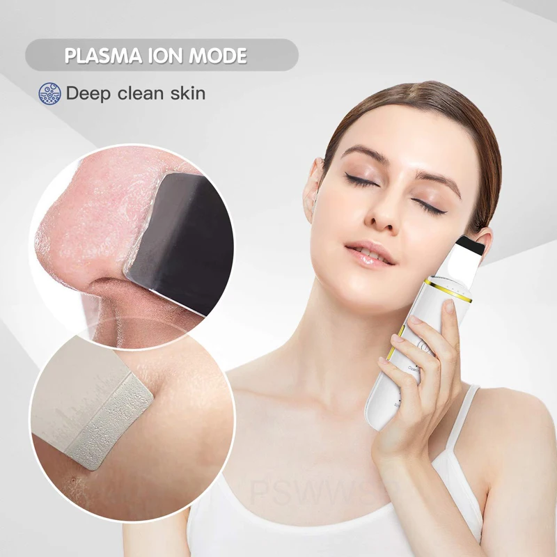 Ultrasonic Skin Scrubber Peeling Blackhead Remover Deep Face Cleaning Ultrasonic Ion Ance Pore Cleaner Facial Shovel Device