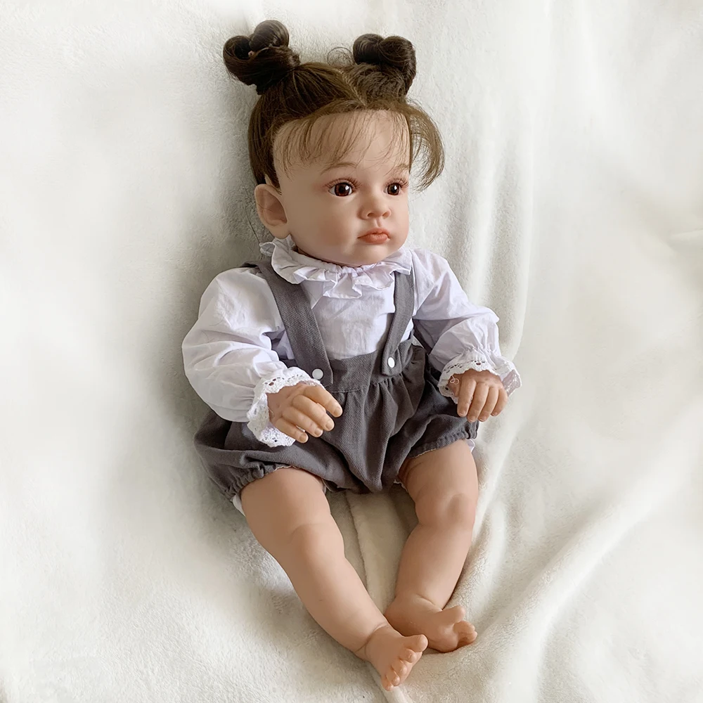 Bebe reborn reallista de silicon 진짜 인형, 여아용 전신 실리콘,  인형, 58cm, 23 인치