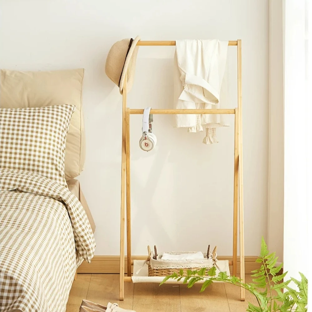 Floor Folding Clothes Hanger Bamboo Multifunctional Clothes Towel Racks Hallway Shoes Moistureproof Organizer Hanger Furniture clothes rack
