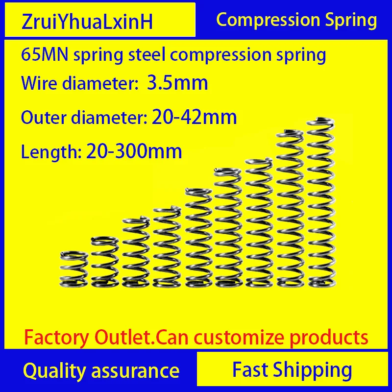 Strong Steel Pressure Compression Spring Shock Absorption Return Spring Customizável 65mn