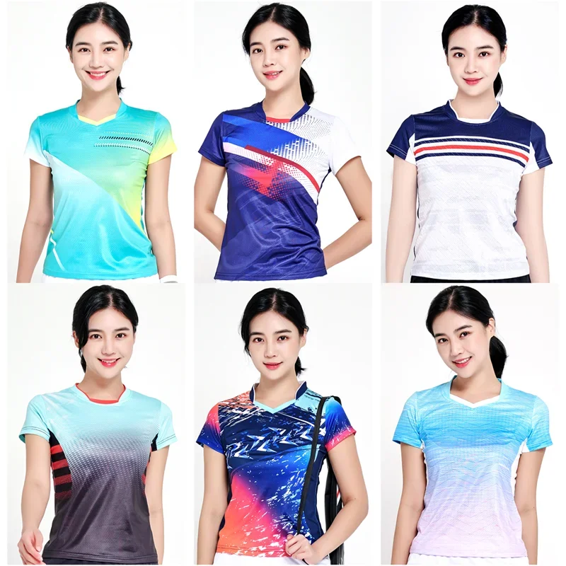 

2024 new badminton jersey men's and women's short sleeved set casual quick drying breathable sports training suit top