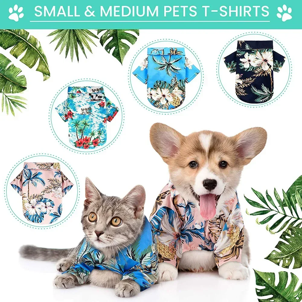 Pet Dog Shirt Designer Hawaiian Polo T-Shirt for Small Medium Pet Boys Girls Dog Summer Clothes