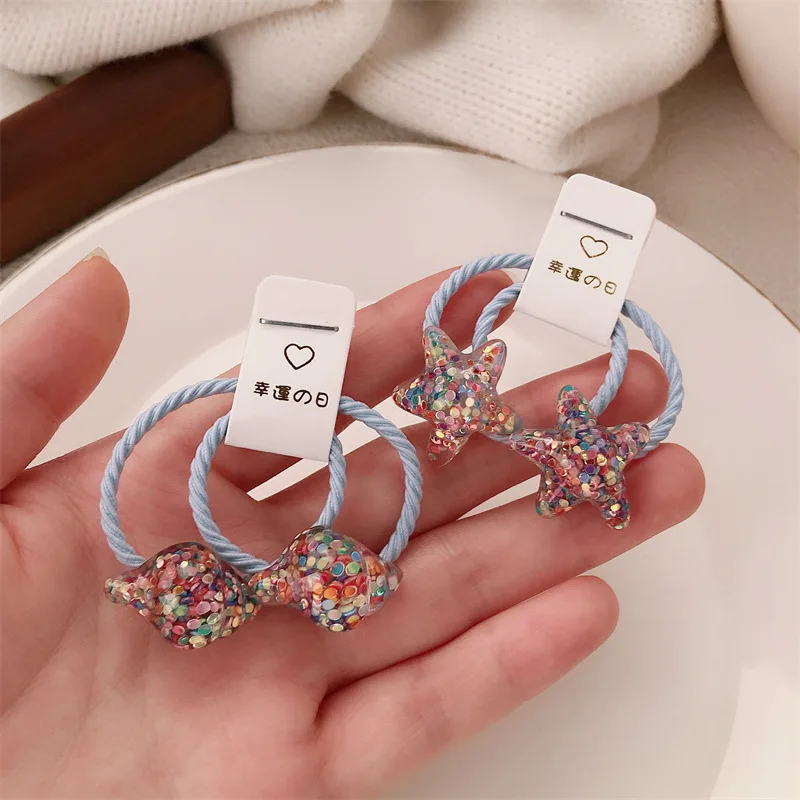Ocean Sparkling Children's Hair Rope Cute Seahorse Star Small Head Rope Does Not Hurt Hair Baby Tie Head Rubber Band
