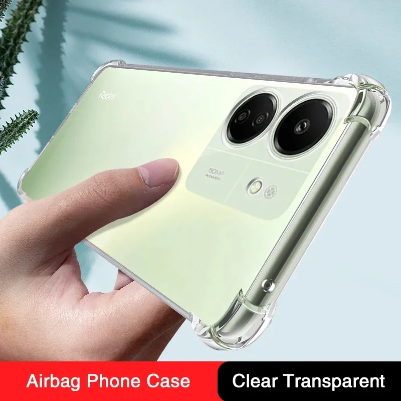 For Redmi 13C Case Clear Shockproof Soft Silicone Protect Phone Case For Xiaomi  Redmi 13C Cover
