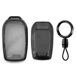 Deluxe Car Fob Key Cover for Toyota Land Cruiser Accessories (Transparent black)