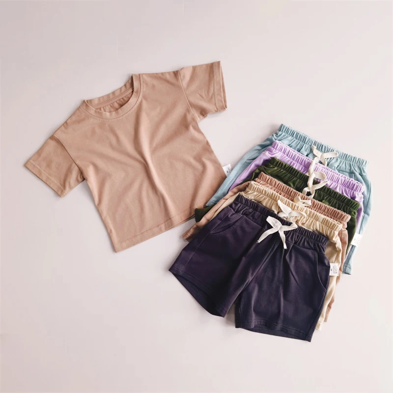 2pcs New Kids Tracksuits Summer Solid Baby Boy Sport Outfits Children Clothes Sets Clothing T-Shirt Shorts Set for Toddler Girls Kids Clothing Set Girls Clothing Set Kids Sports Suit Boys Clothing Set Children Sports Suit Boys Tracksuits Suit Boys Tracksuits