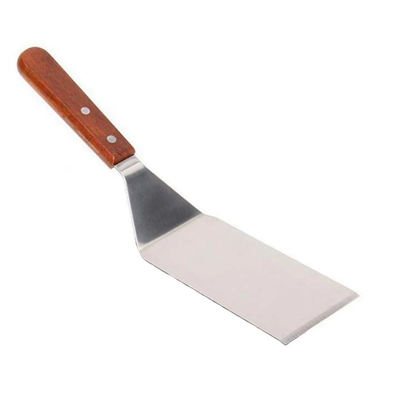 Description Picture 5 of item3Pcs/Set Stainless Steel Metal Scraper Hamburger Shovel Kitchen Dining Bakeware Tools Wood Handle Steak Pizza Flat Shovel Peels