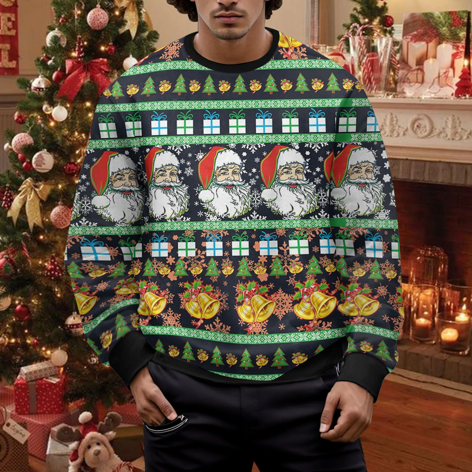 

Men'S Christmas Pullovers Jumper Navidad Funny Hoody 3d-Printed Sweatshirt Pullover Ugly Casual Themed Santa-Claus Sudaderas