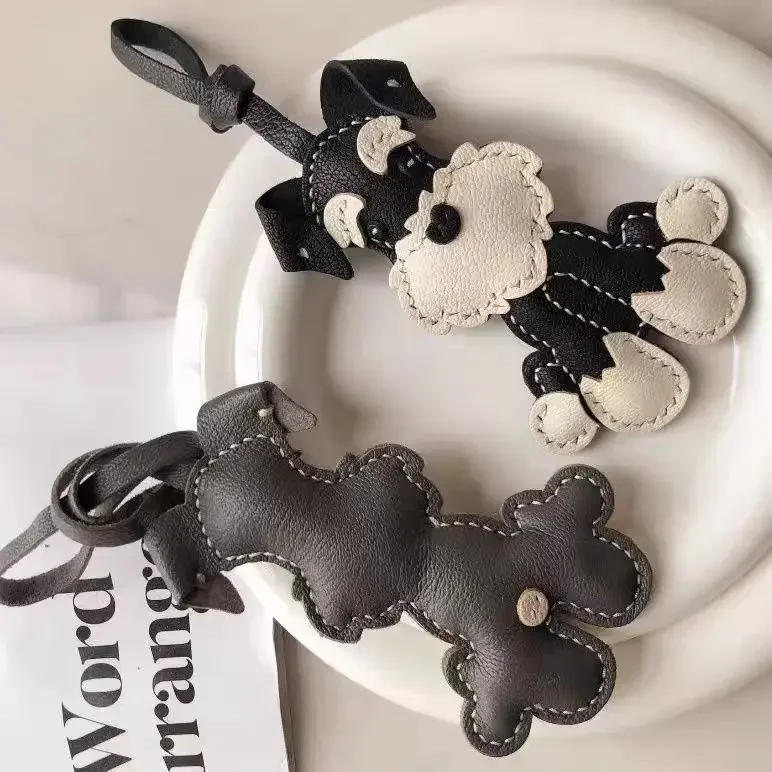 Schnauzer leather charm side detail