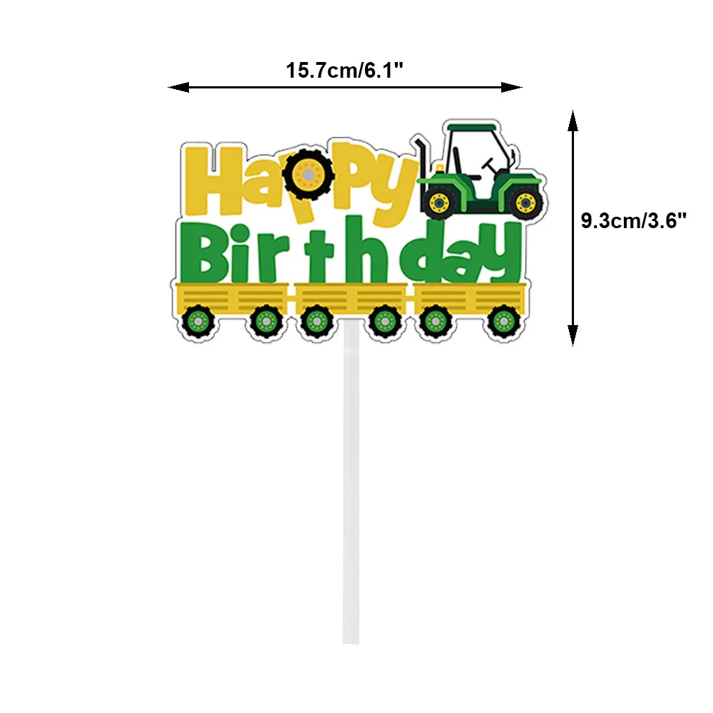 Farm Tractor Birthday Party Supplies Set: Green Tractor Plates, Cups & Napkins
