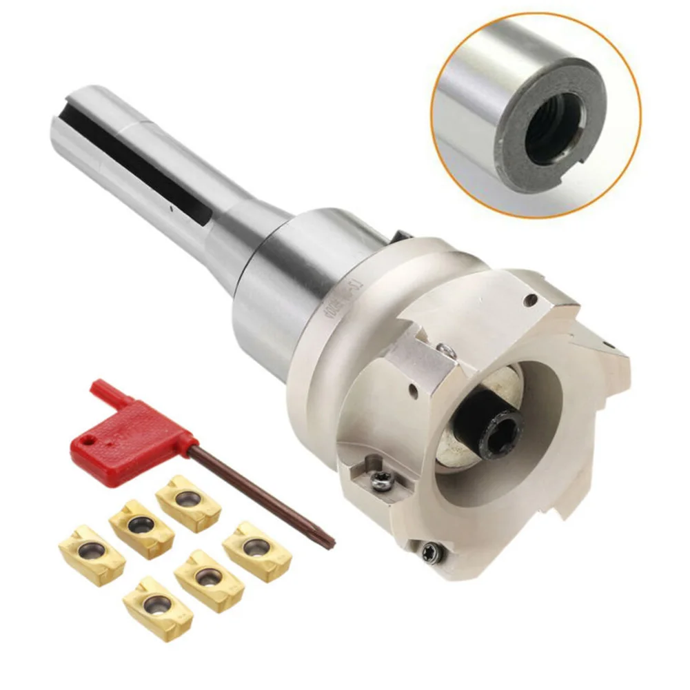 

R8 FMB27 CNC Tool Holder 400R 80mm Face End Mill Cutter Connecting Rod APMT1604 Carbide Inserts T15 Wrench