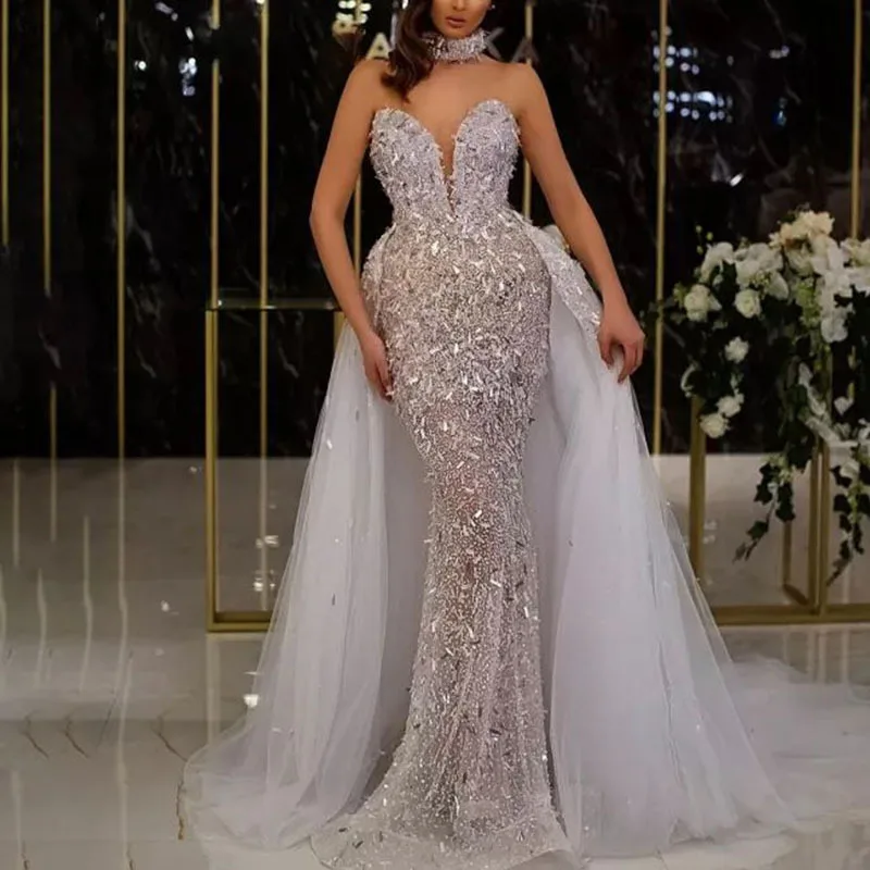 

2023 summer new European and American women's dress sequin fishtail sleeveless long temperament mesh dress