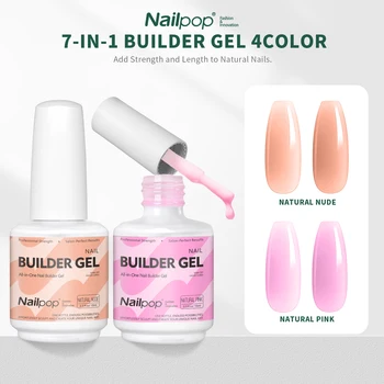 Nailpop HEMA/TPO Free 7IN1 Multi-Functional Builder Gel 8 Colors Extension Strength Apex Building 15ml Base Beginner Art Home1pc