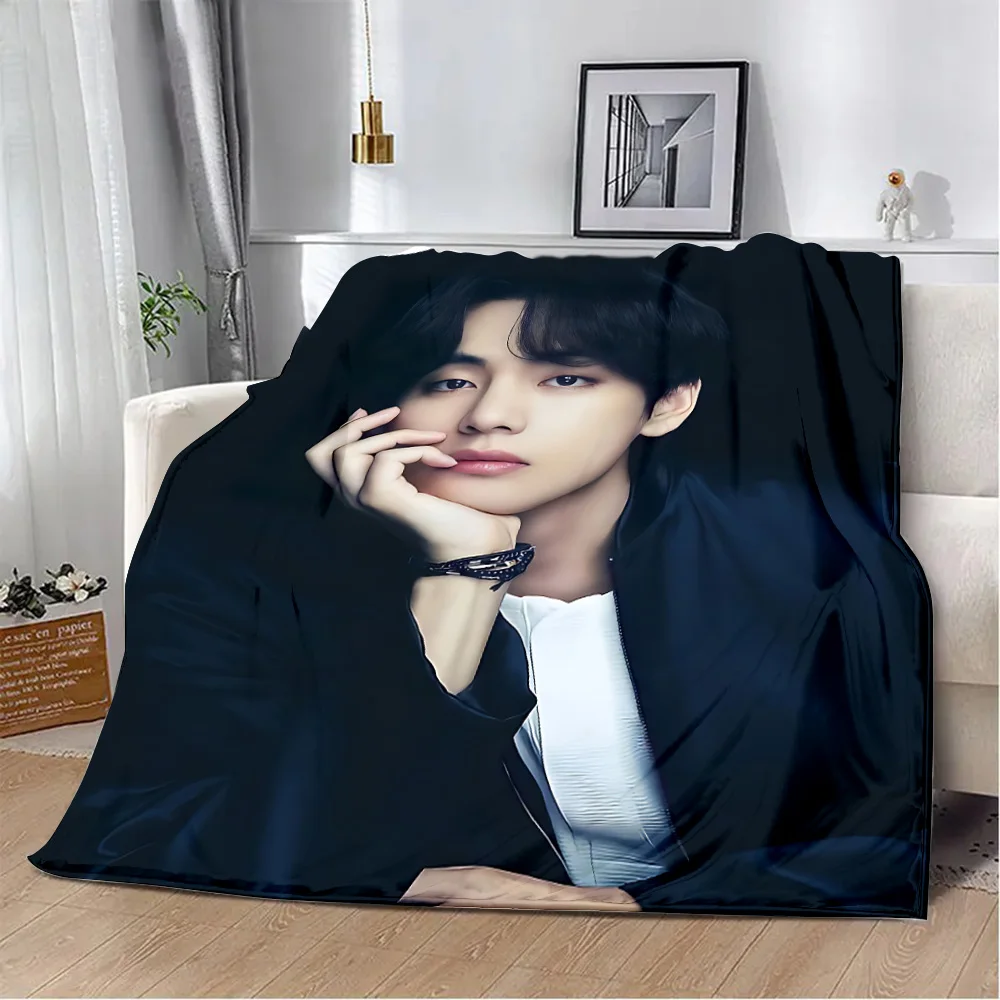 Cartoon Printed Blanket B-BT21S Picnic Blankets Warm Blanket Soft and Comfortable K-Kim taehyungS Home Travel Birthday Gift 3