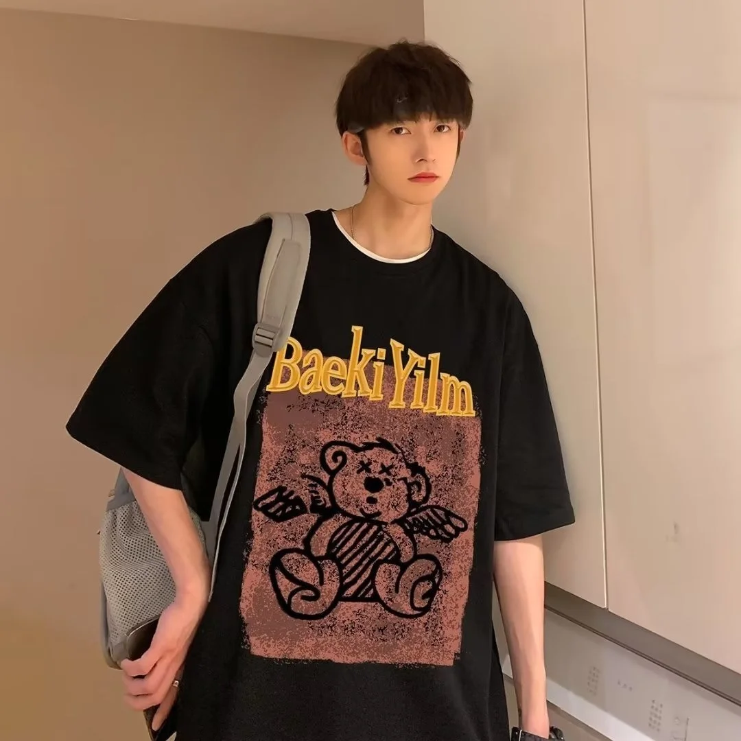 

Футболка мужская быстросохнущая, винтажная тенниска в стиле хип-хоп 90-х, модная уличная одежда в стиле аниме Харадзюку, топ с коротким рукавом, одежда в готическом стиле