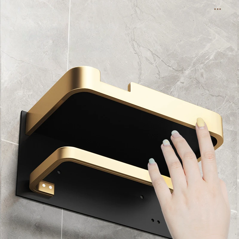 Toilet Paper Roll holder With Shelf Aluminum Toilet Paper dispenser No Drill Tissue hanger Bathroom Accessories tissue dispenser toilet paper holder