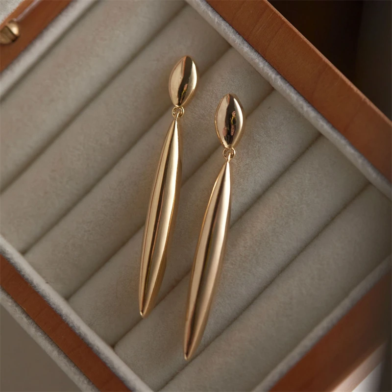 2025 neue Vertikale Bar Frauen Lange Hängende Ohrringe Gold Farbe Metall Anhänger Baumeln Ohrringe Übertrieben boucle d'oreille – Detail 12