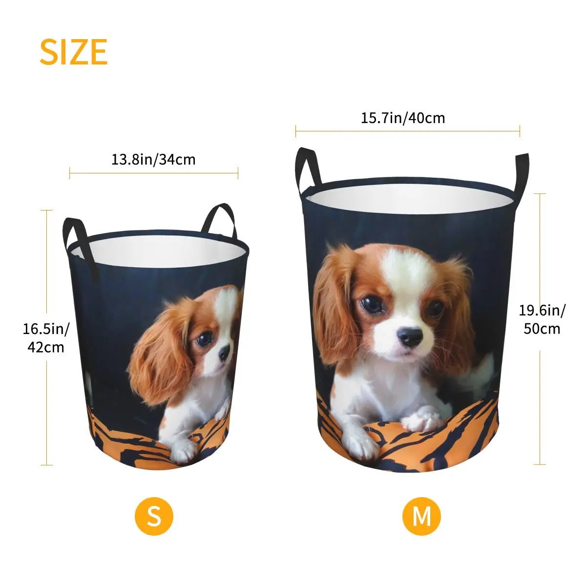 Cute Little Cavalier King Charles Spaniel Laundry Hamper Large Storage Basket Pet Dog Girls Boys Toy Organizer