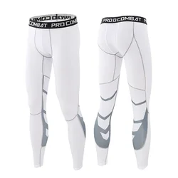 Men's Multi-Sport Compression Fitness Pants - XXXL (1607-White Gray)