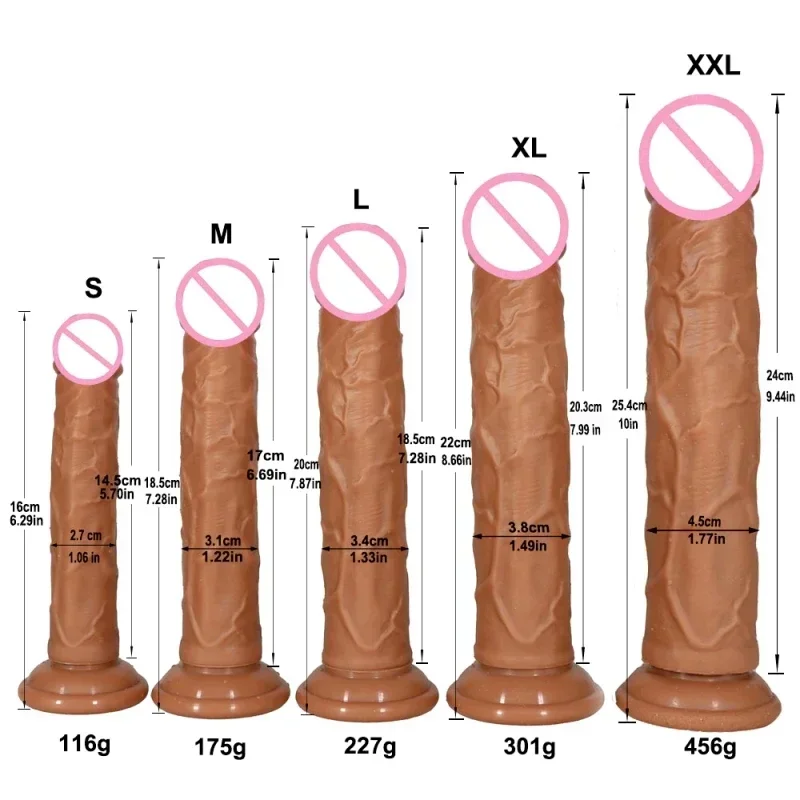 Sex Toys Double Layer Silicone Dildo Realistic Fake Long Penis Butt Plug for Woman Men Vagina Anal Massage 5 Sizes