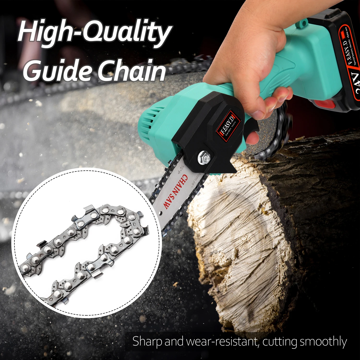 1/3/5pcs 6 Inch Mini Chainsaw Chain Set Cordless Electric Saw