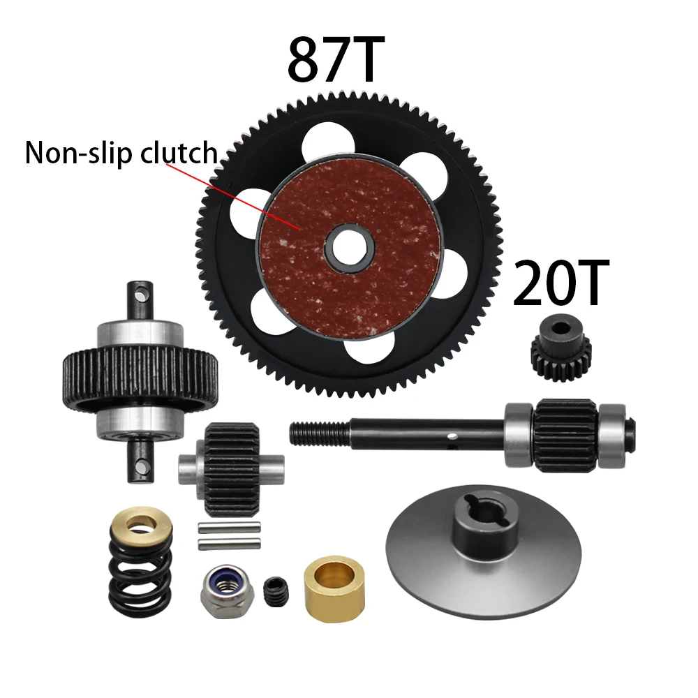 Pignon 20T et couronne 87T du kit engrenages moteur RC 48P acier, pour SCX10 Wraith