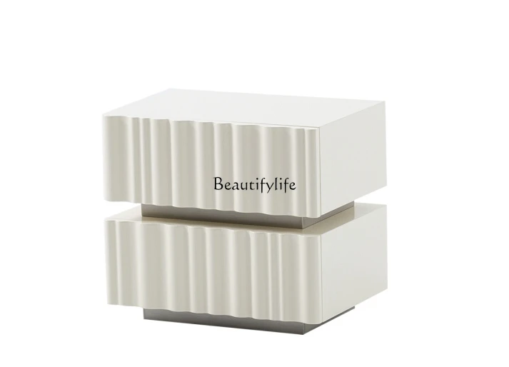 

Italian Minimalist Stone Plate Paint Wave Design Bedside Table