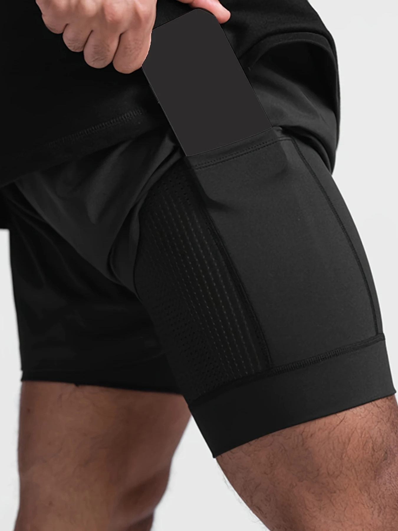 double-deck fitness sports shorts men summer slim quick drying breathable woven Shorts Men's sweatpants training gym clothing890 6