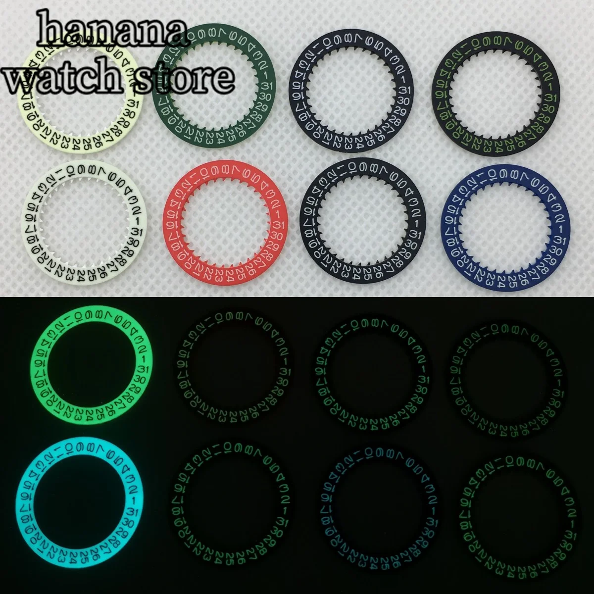 BLIGER 캘린더 휠, 블랙 화이트 그린 블루 레드, NH34 NH35 무브먼트 시계 수정 수리 도구, 3.0/3.8 크라운