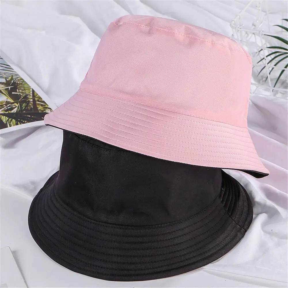 hat bucket Double-sided Wearing Cap Solid Color Bucket Hat Men Women Sun Hat Reversible Fisherman Hat Summer Panama Cap Sun Fishing Gorros fisherman hat Bucket Hats