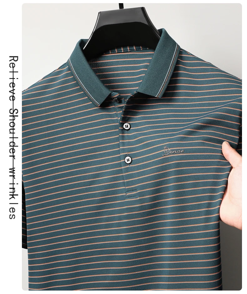 High quality luxury brand short sleeve polo shirt exquisite emboss comfort casual summer lapel T-shirt fashion stripe men's wear 17 S4eabe0e26fad472686a92ce6b3e8dec5m