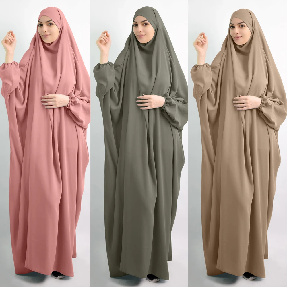Hijab Islamic Jilbab Loose Comfy Clothes Muslim Girls Prayer Long Dress 