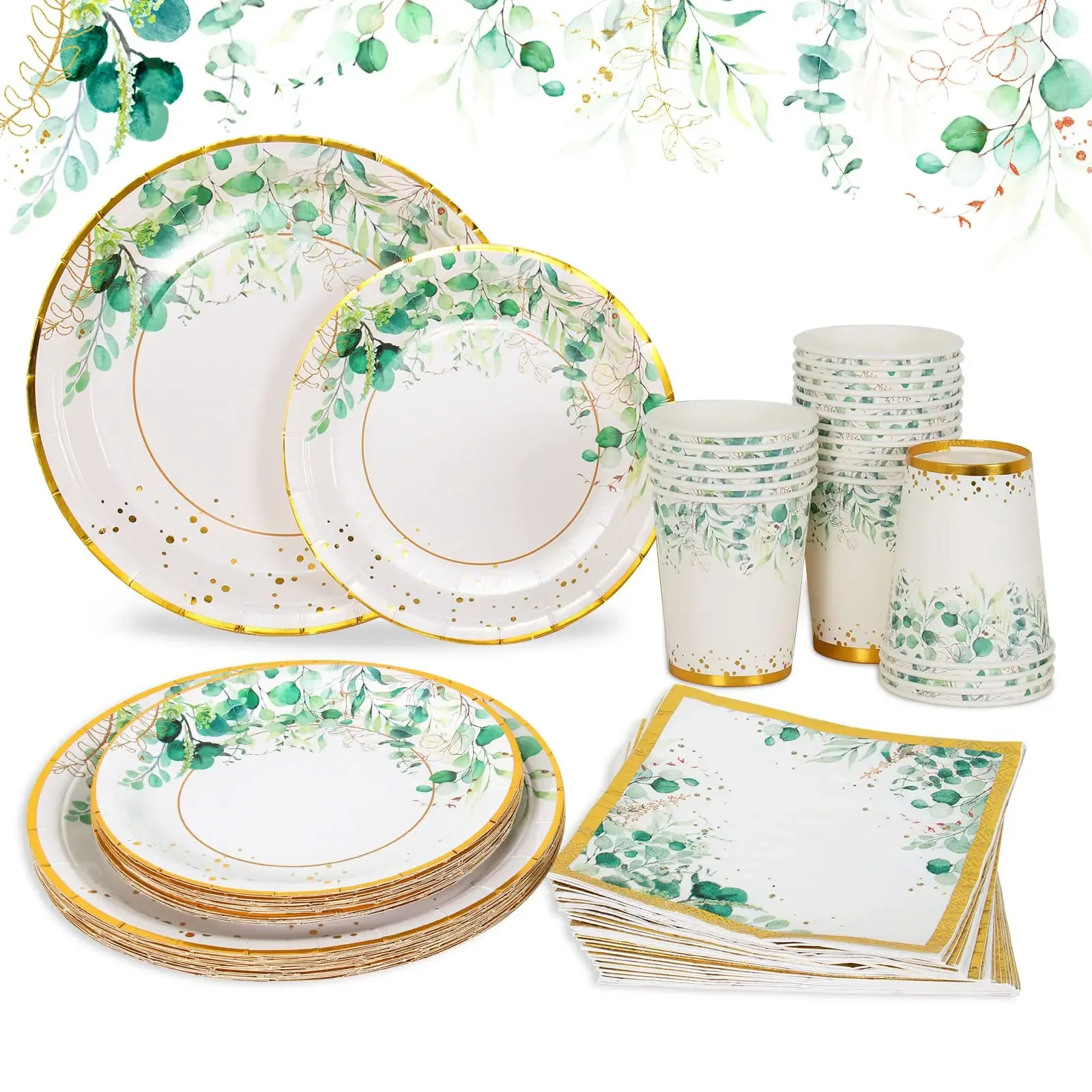 

Customize Stamping Greenery Jungle Safari Paper Plates Disposable Tableware Dinnerware For Baby Shower Party Supplies Wholesale