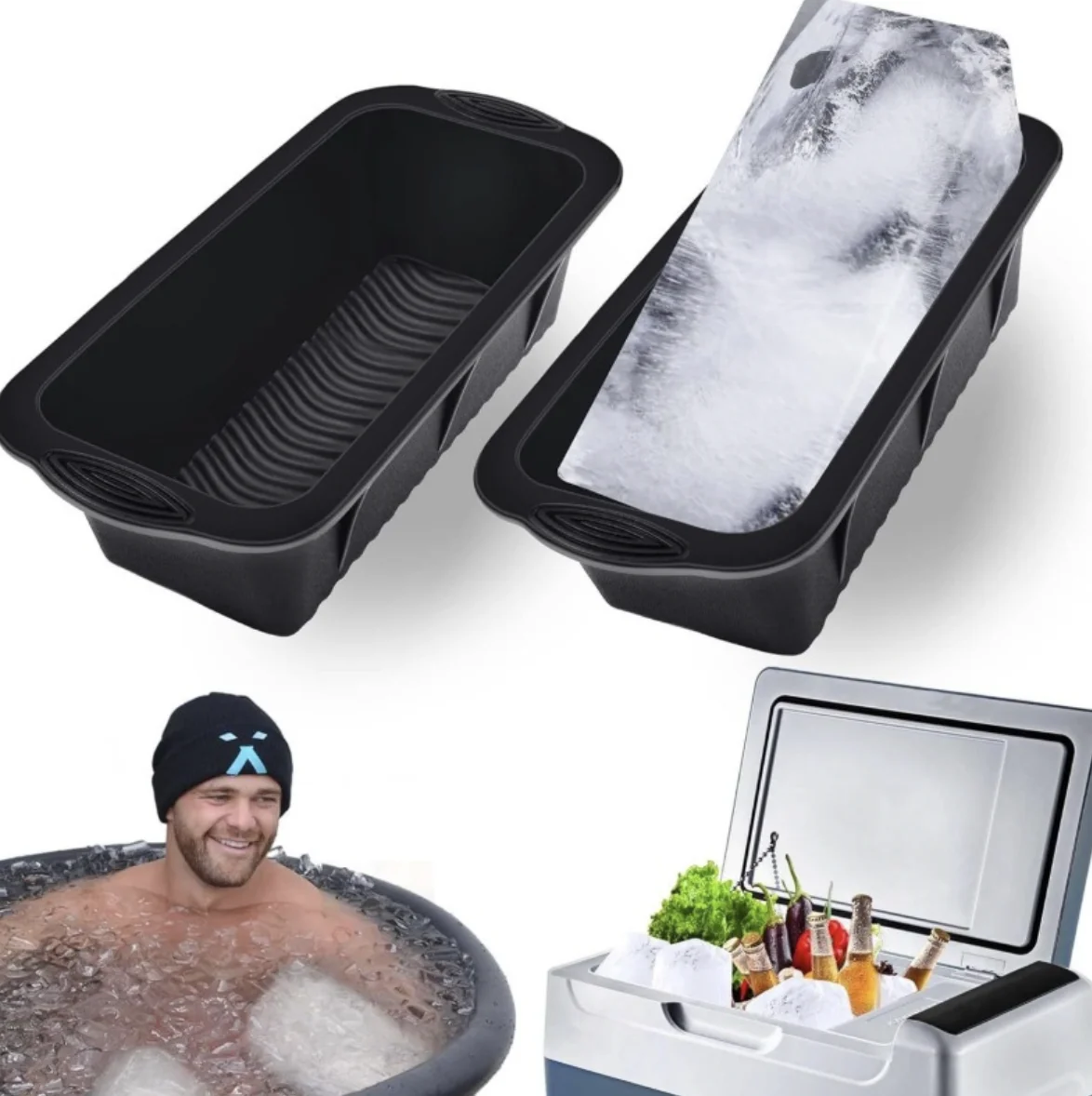 3Pcs Extra Large Ice Mold Silicone Large Ice Block Mold Ice Cube Maker Reusable Large Ice Cube Tray Dishwasher Safe