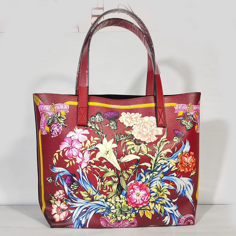 

Homemade French PU shoulder strap literary letter tote bag student book wild commuter one-shoulder canvas shopping bag female