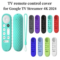 Soft Silicone Case For 2024 Google TV 4K Remote Protective Cover Shell with Lanyard Non-slip For Smart TV Voice Remote Control 1