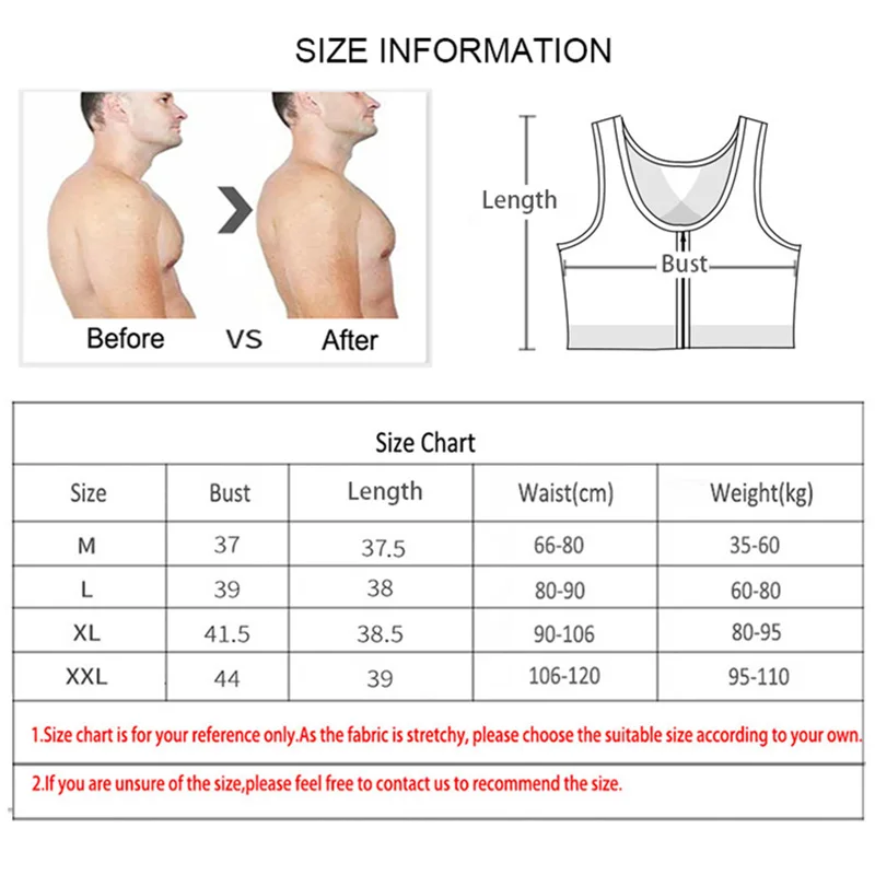 Body Shaper Slimming Vest Compression Sports Vest Compression Sports Top Mens Compression Shirt Slimming Body Shaper Vest Workout Tank Tops Back Support Undershirts Shapewear