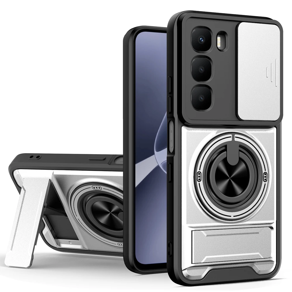 Magnetic Phone Case with Slide Camera Protection and Upright Kickstand - Shockproof Cover