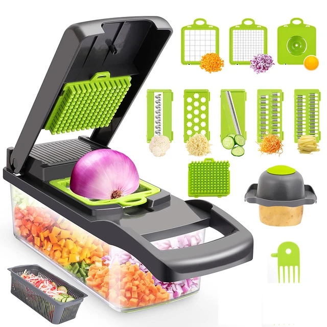 12 in 1 Vegetable Chopper Spiralizer Mandolin Slicer Grater with Conta –  Amazingforless