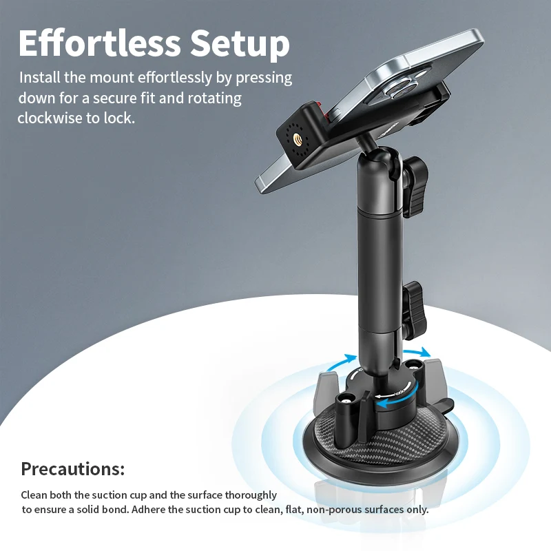 Ulanzi Go-Quick II Suction Cup Mount Magnetic Quick-Release for Action Camera Smartphone with 360° Ballhead for Tile Glass Door 3