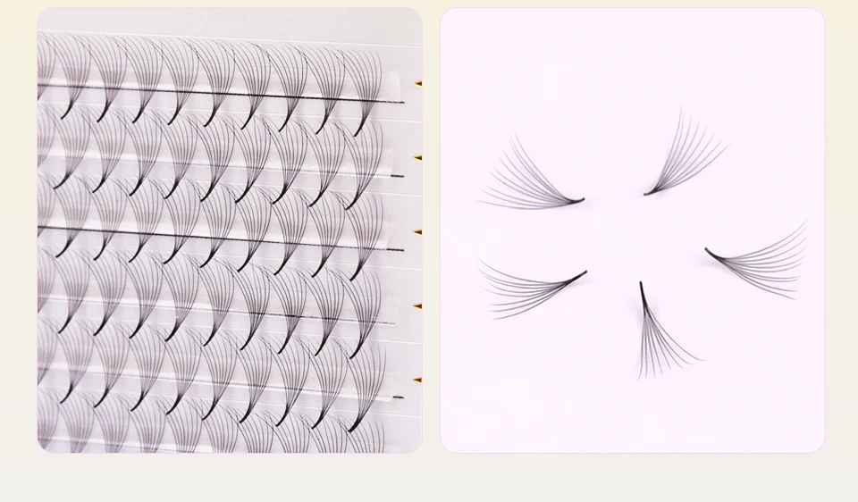 Vorgefertigte Volumenfächer mit dünnem Stiel, Wimpernverlängerung 3D 4D 5D 6D 7D 8D 10D 12D, spitze Basis, vorgefertigte russische Wimpernverlängerung für Make-up – Detail 14