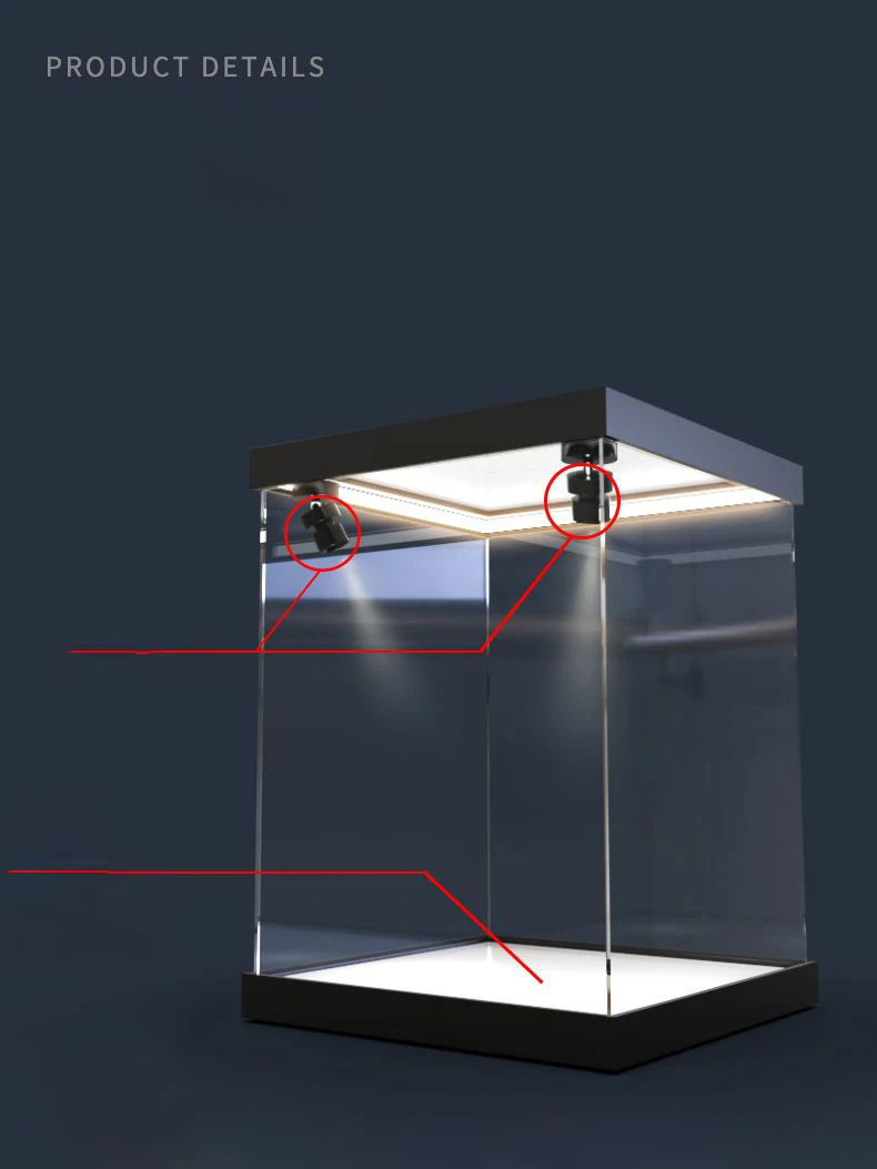 Acrylic Display Case with Light w/h Door Assemble Storage Box Organizer Dustproof Showcase for Toy/Collectibles/Figure/Lego/Car 5