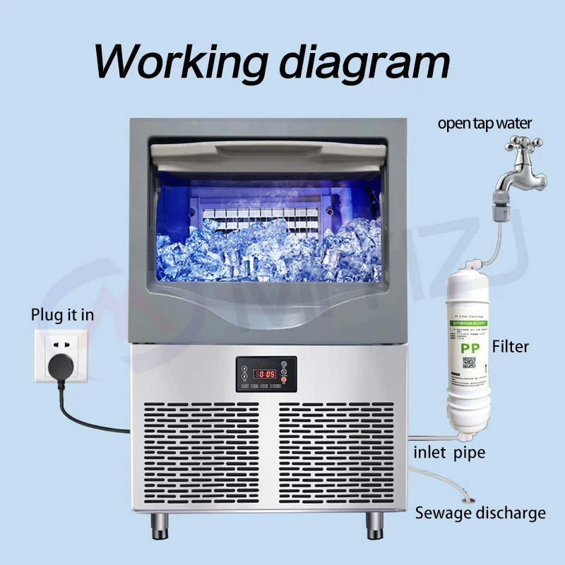 70kg Home Commercial Ice Maker Making Machine Block Ice Machine Automatic Small Cube