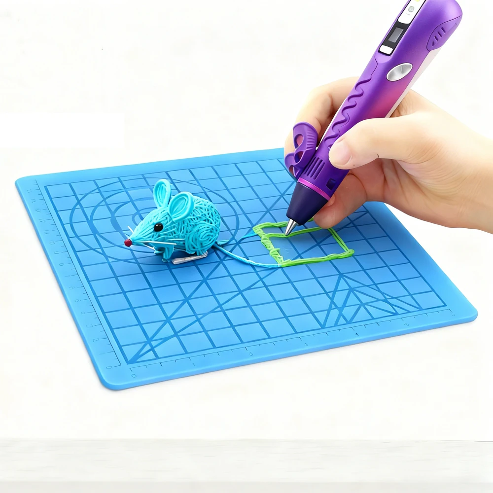 3D Printing Pen Silicone Design Mat With 2 Finger Protectors Template Drawing Tools Silicone Pad Drawing Tools for Kids Adults