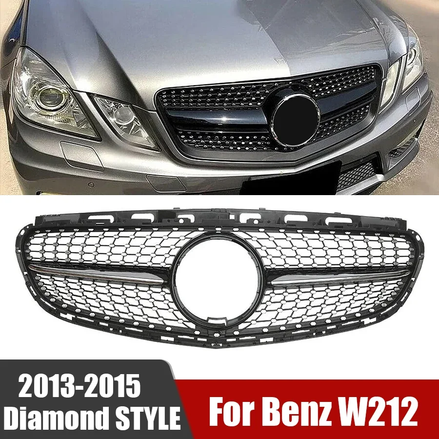 

For Mercedes Benz E Class W212 2013 2014 2015 Diamond Style Car Front Bumper Grille Racing Grill Auto Accessories