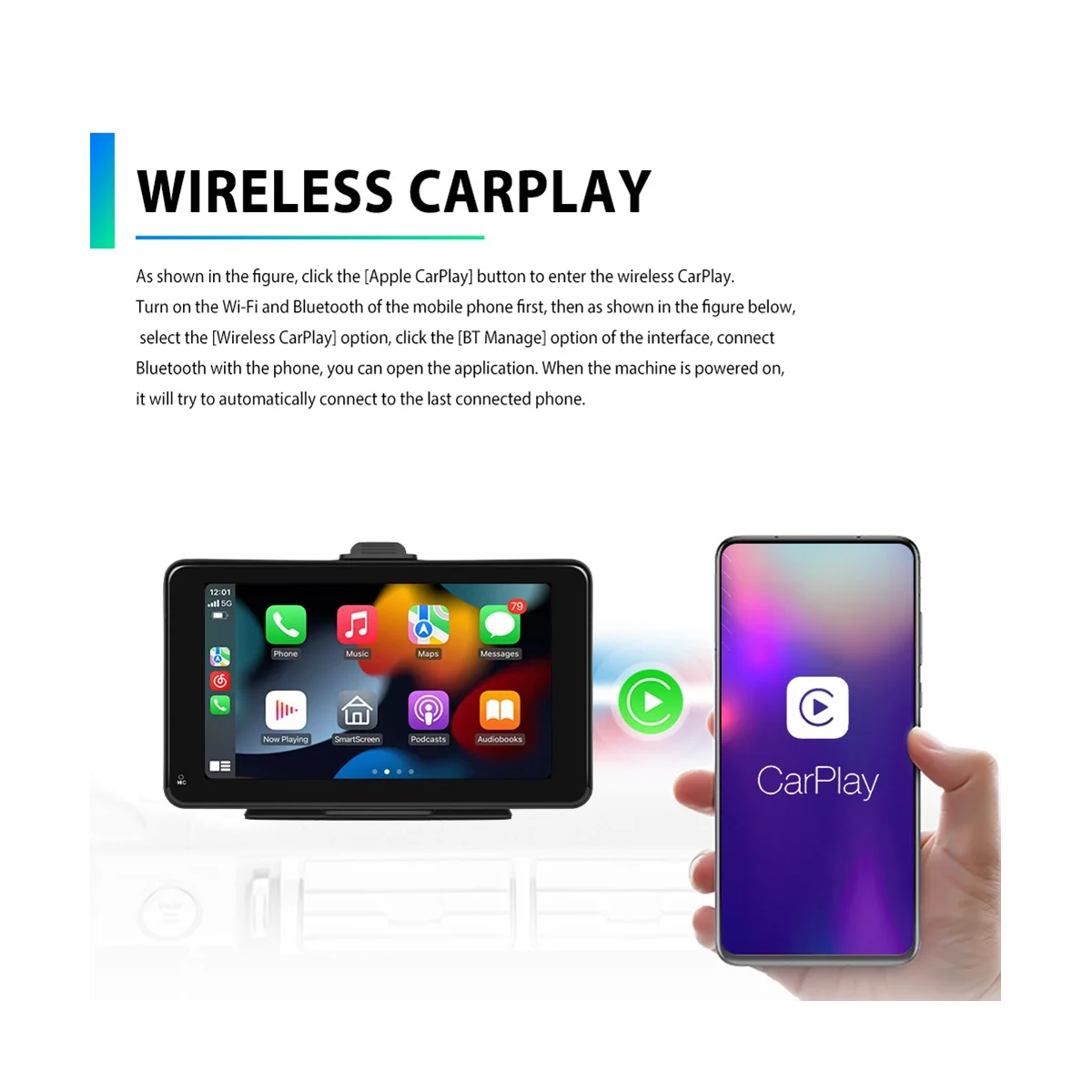 Universal 7inch Car Radio Multimedia Video Player Wireless Carplay and Android Auto Touch Screen Bluetooth Mirror Link