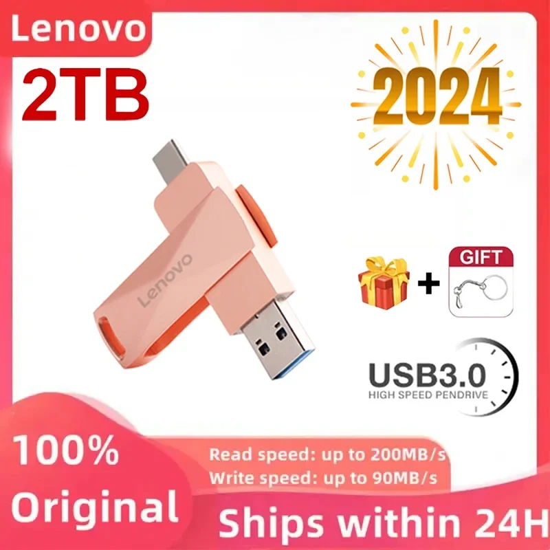 2024 Lenovo 2Tb Usb 3.0 Flash Drive Trasferimento Ad Alta Velocità Pendrive In Metallo Scheda Di Memoria Pendrive Flash Disk Memoria Stick Impermeabil