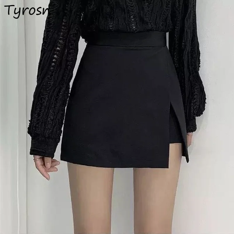 Women Skirts Sexy Sideslit Irregular High Waist Slender Elegant Mini