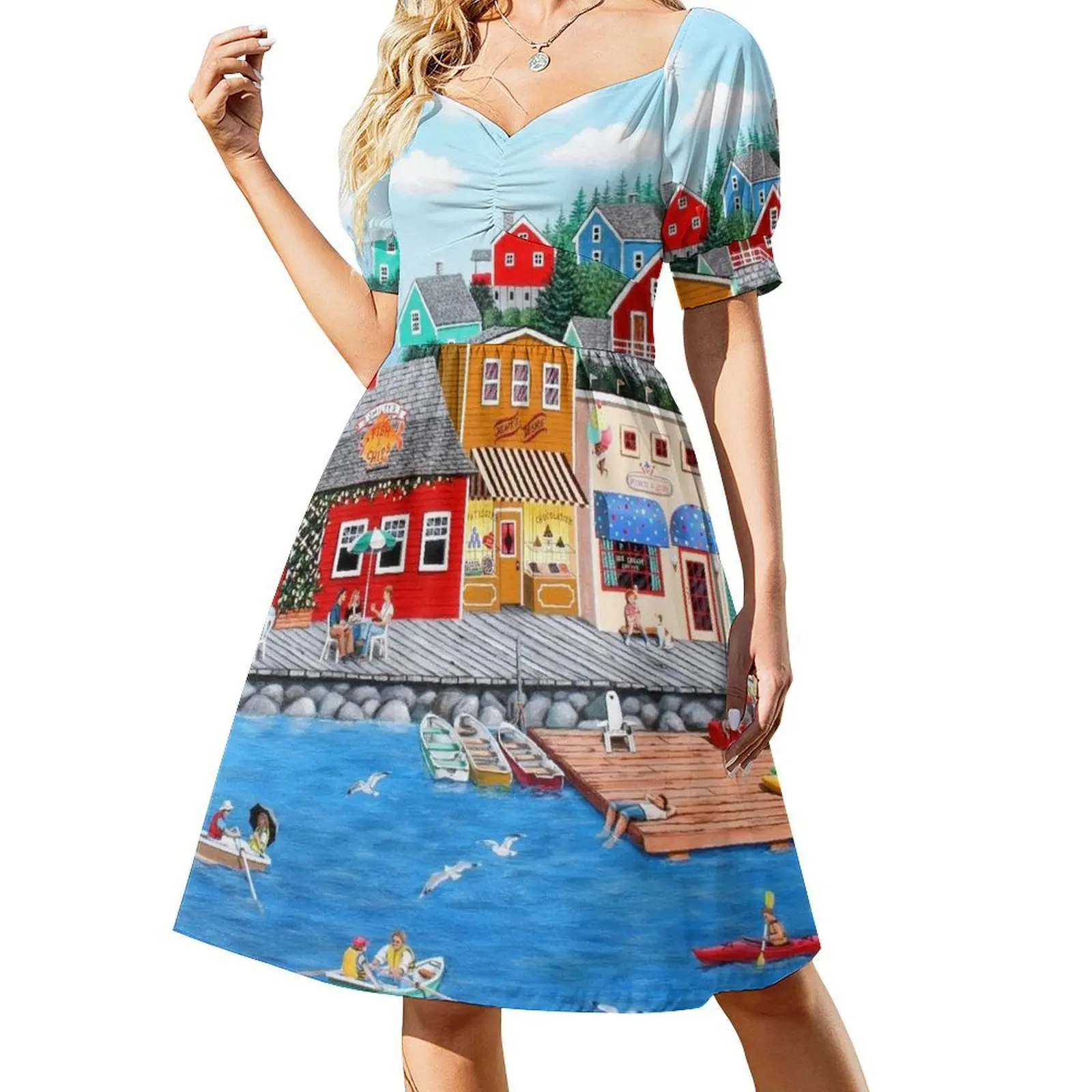 thumbnail image 1 of Vestido de manga corta de Smiley vestidos con mangas largas Vestidos de verano para mujer, 1 of 8
