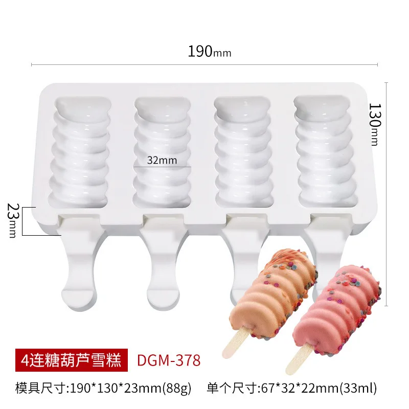4-Cavity Diamond Ice Cream and Chocolate Mold - Love, Lattice, Cat Paw Design Kitchen Accessory